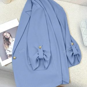 Solid Color Single Button Suit Jacket, Spring And Summer, 3/4 Long Sleeves, Suitable For Office Ladies