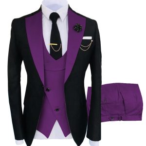Hight Quality Custom Business Suit for Men Three Piece Set Long Sleeve Slim Fit Formal Suits Grooms Wedding Suit