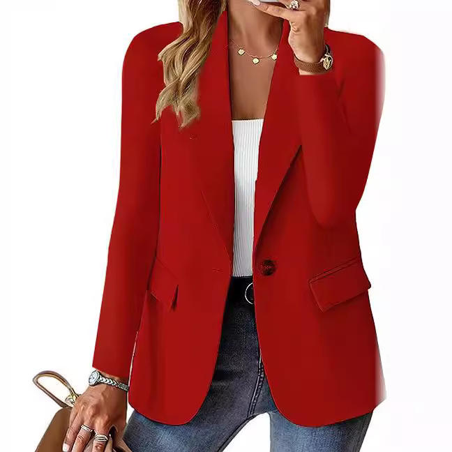 Hot Selling Women's Large Size Solid Color Long Sleeve Office Blazers Suit Business Small Suit Jacket - Image 3