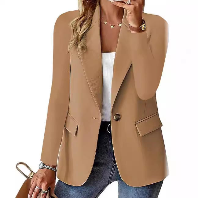 Hot Selling Women's Large Size Solid Color Long Sleeve Office Blazers Suit Business Small Suit Jacket - Image 2