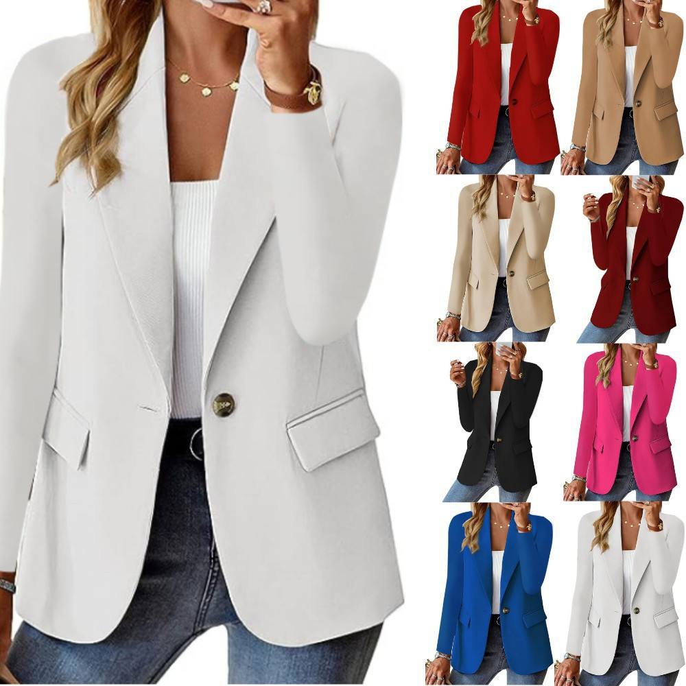 Hot Selling Women's Large Size Solid Color Long Sleeve Office Blazers Suit Business Small Suit Jacket